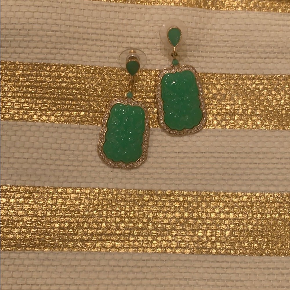Anthropologie green & gold statement earrings